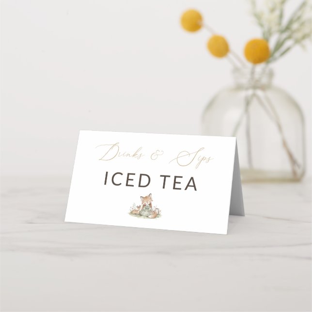 Carte De Placement Woodland Fox Girl Drinks & Sips Iced Tea Drink (Dos)