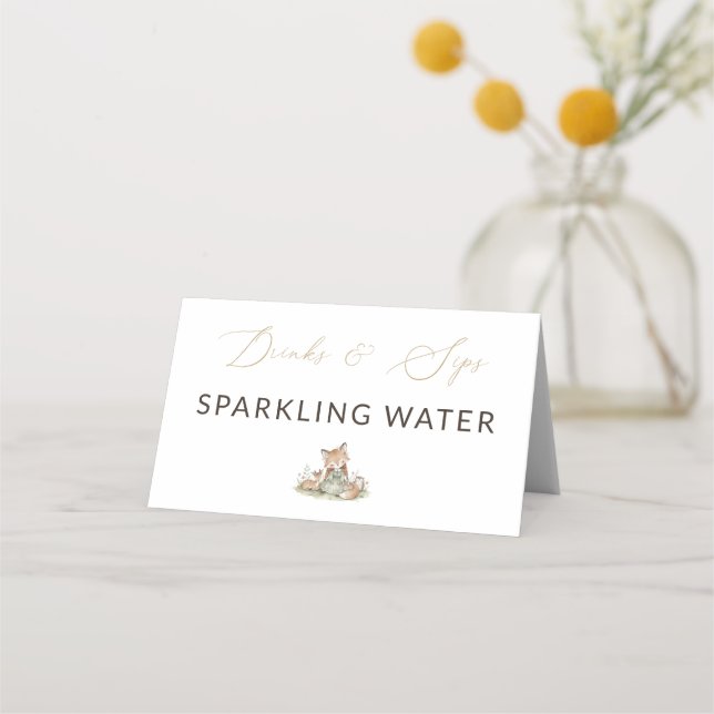 Carte De Placement Woodland Fox Girl Sparkling Water Drink Label (Devant)