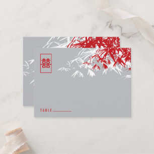Carte De Placement Zen Bamboo Feuille double bonheur Mariage chinois
