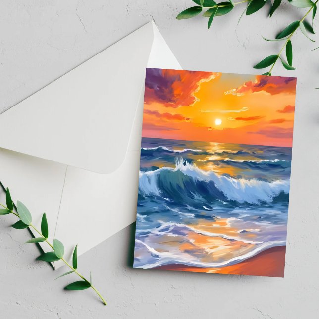 Carte de plage du coucher de soleil de l'heure dor (Créateur téléchargé)