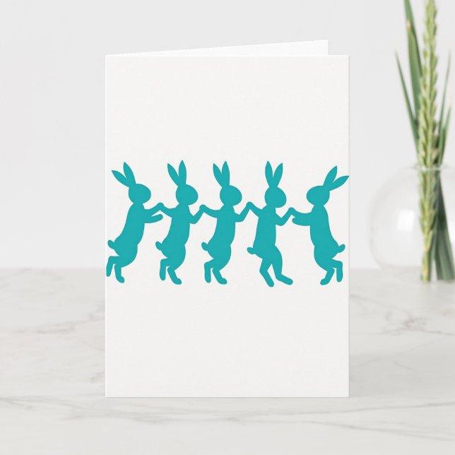Carte de plaisir des amis lapins sarcelle (Devant)