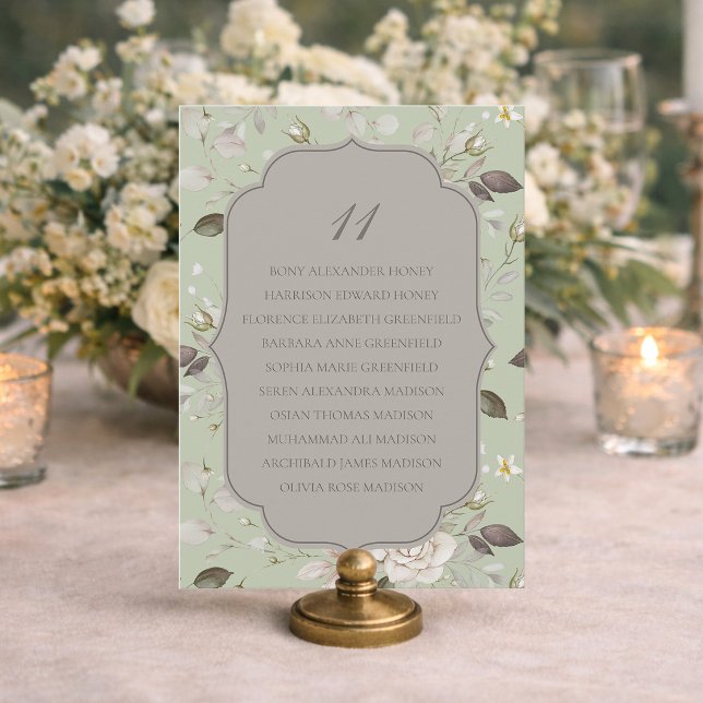 Carte de Plan de Siège de Mariage Floral Vert Saug (Créateur téléchargé)