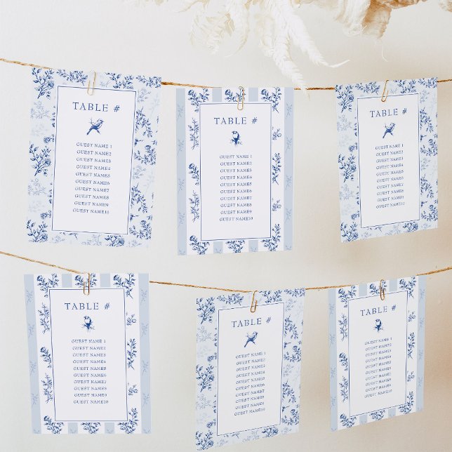 Carte de plan de sièges de mariage recto-verso en  (Hanging Wedding Seating Chart Cards from Chinoiserie Wedding Collection by Darling & May)