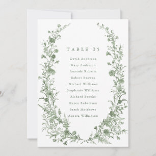 Carte de plan de table Chic Printemps avec feuilla