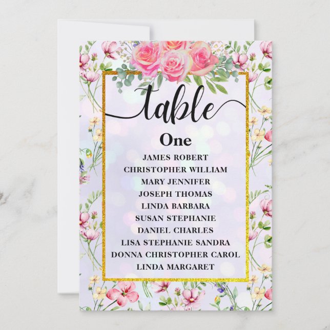 Carte de Plan de Table de Mariage (Devant)