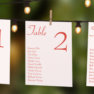 Carte de plan de table de mariage à coeurs roses