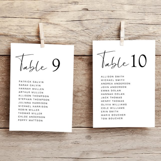 Carte de plan de table de mariage à écriture moder (Créateur téléchargé)
