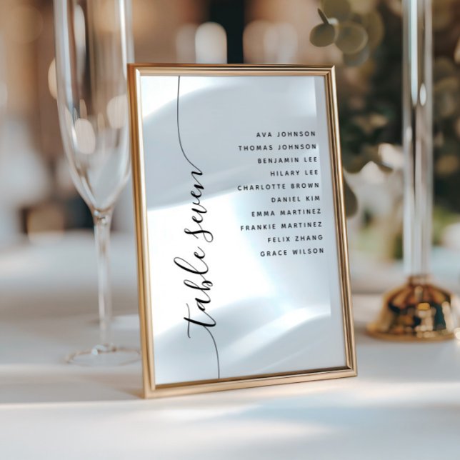 Carte de plan de table de mariage à écriture verti (Créateur téléchargé)