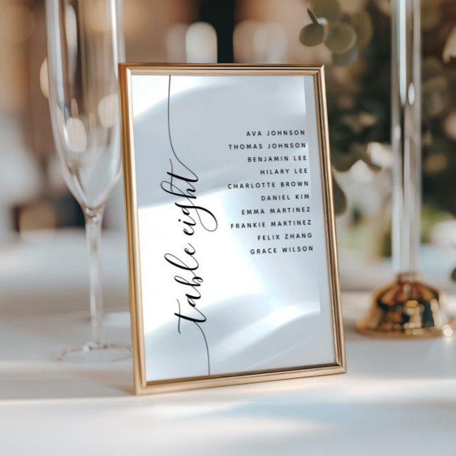 Carte de plan de table de mariage à écriture verti (Créateur téléchargé)