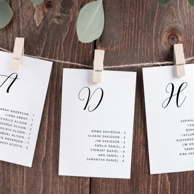 Carte de plan de table de mariage alphabétique (Créateur téléchargé)