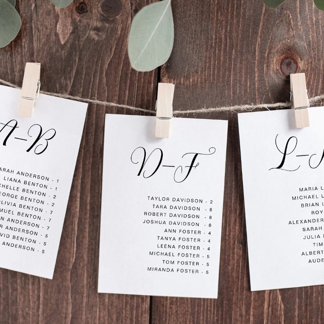 Carte de plan de table de mariage alphabétique (Créateur téléchargé)