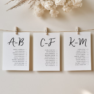 Carte de plan de table de mariage alphabétique min