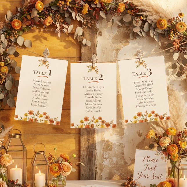 Carte de plan de table de mariage bohème aux fleur (Créateur téléchargé)