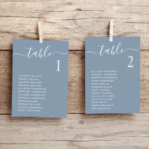 Carte de plan de table de mariage Chic Dusty Blue
