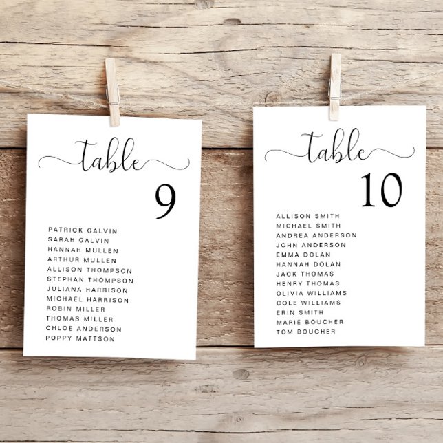 Carte de plan de table de mariage Chic Script (Créateur téléchargé)