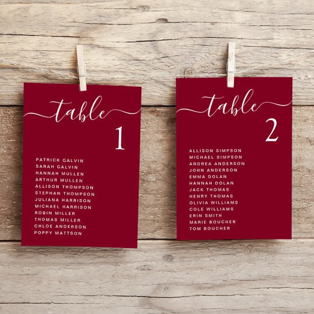 Carte de plan de table de mariage Chic Script (Créateur téléchargé)