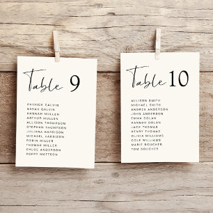 Carte de plan de table de mariage crème écriture m
