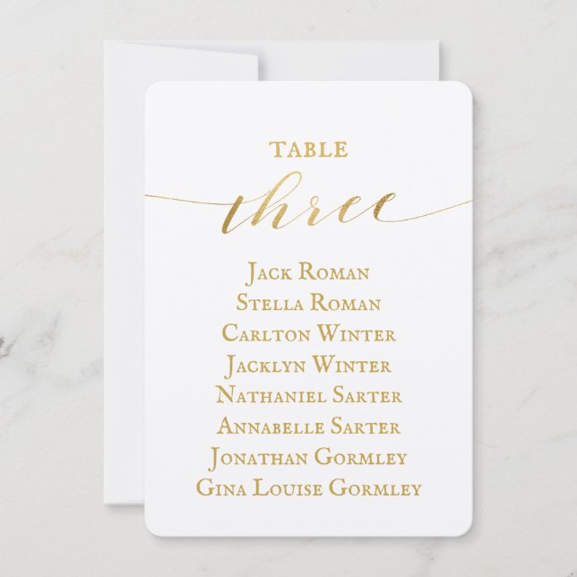 Carte de plan de table de mariage en calligraphie  (Devant)