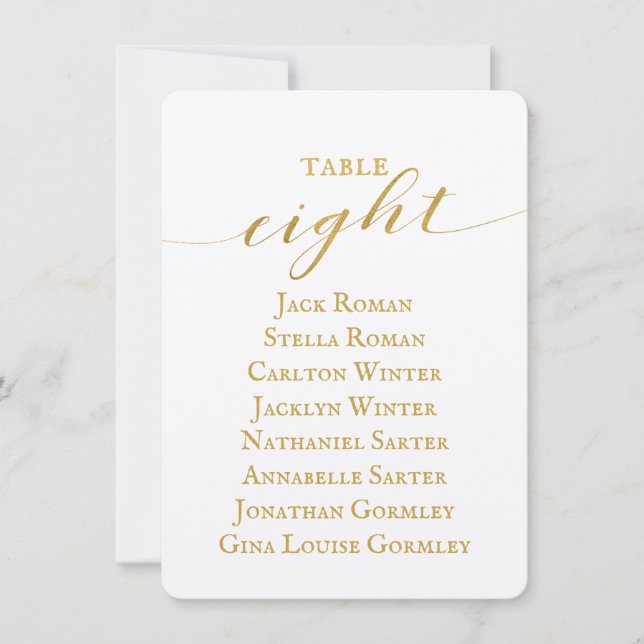 Carte de plan de table de mariage en calligraphie  (Devant)