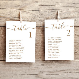Carte de plan de table de mariage en écriture doré
