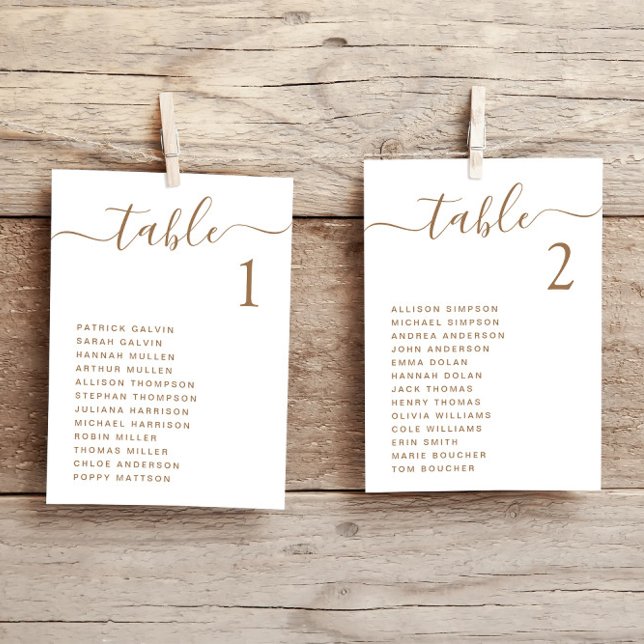 Carte de plan de table de mariage en écriture doré (Créateur téléchargé)