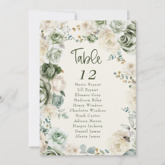 Carte de plan de table de mariage Fleur d'Ivoire V