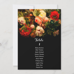 Carte de plan de table de mariage floral romantiqu