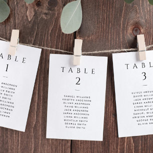 Carte de plan de table de mariage minimaliste clas