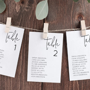Carte de plan de table de mariage minimaliste mode