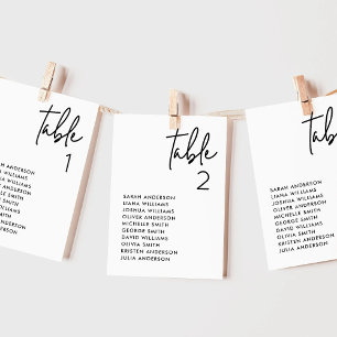 Carte de plan de table de mariage minimaliste mode