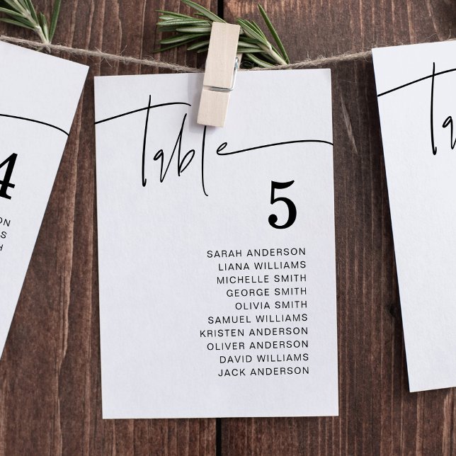 Carte de plan de table de mariage moderne individu (Modern Individual Hanging Seating Chart Cards)