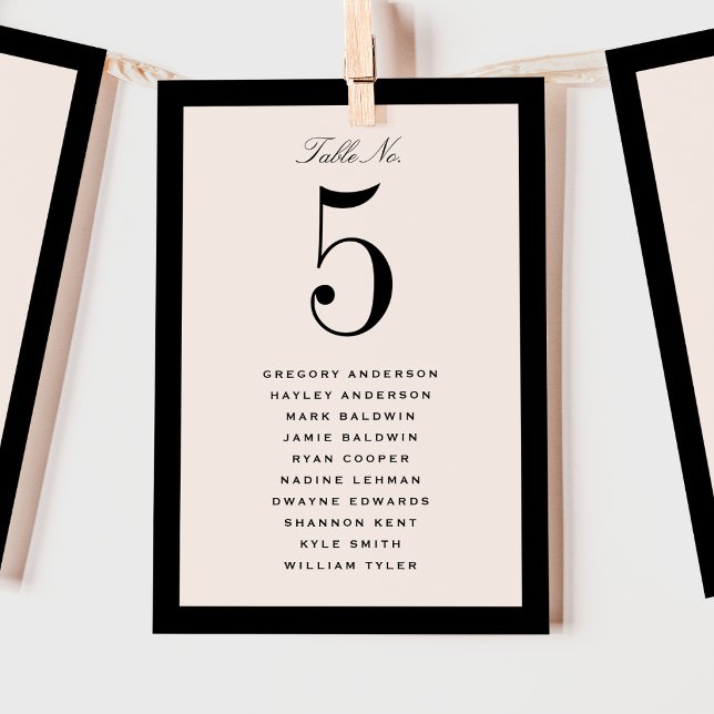 Carte de plan de table de mariage noir (Créateur téléchargé)