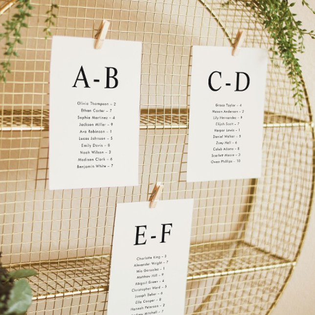 Carte de plan de table de mariage par ordre alphab (Créateur téléchargé)