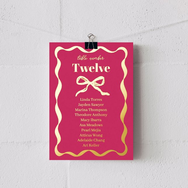 Carte de plan de table de mariage rétro à noeud pa (Créateur téléchargé)