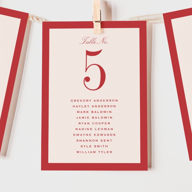 Carte de plan de table de mariage rouge (Créateur téléchargé)