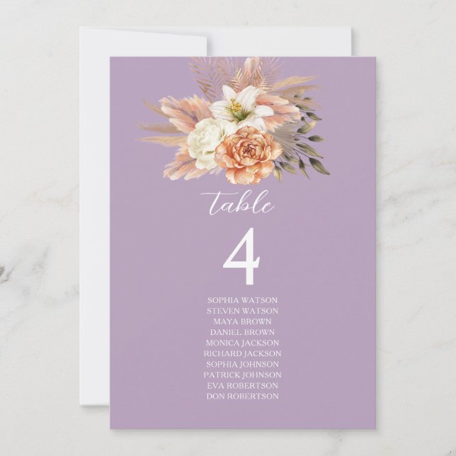 Carte de plan de table de mariage rustique pêche (Devant)