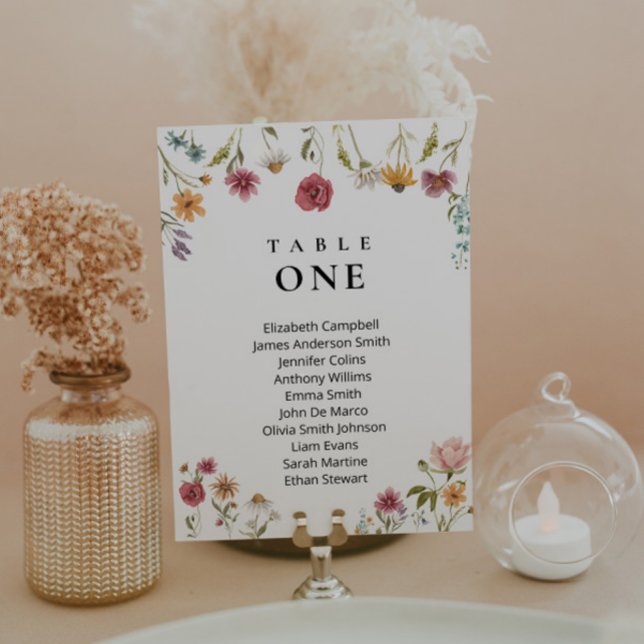 Carte de plan de table de mariage Wildflower Weddi (Créateur téléchargé)