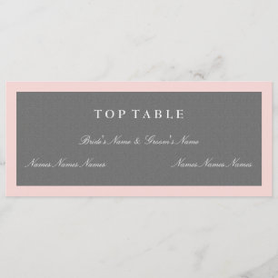 Carte de plan de table grise et rose blush pour le