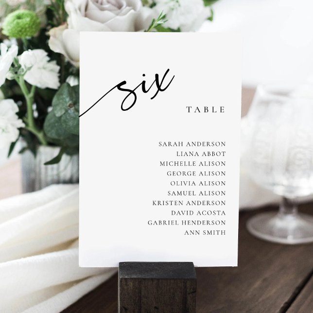 Carte de Plan de Table Numéro 6 Six Places (Créateur téléchargé)