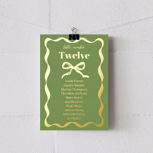 Carte de plan de table rétro de mariage à nœud coq