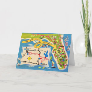 Carte de plan des attractions vintage de Floride
