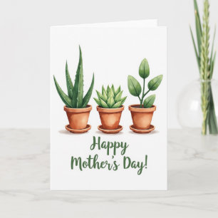 Carte de plante en pot à l'aquarelle