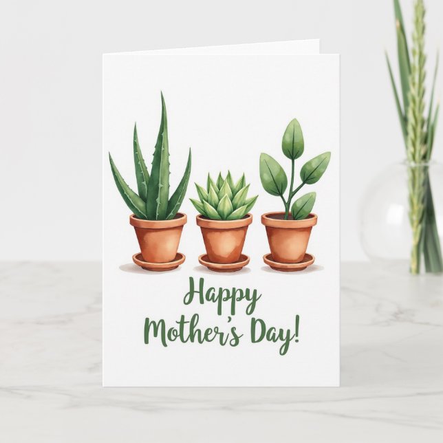 Carte de plante en pot à l'aquarelle (Devant)