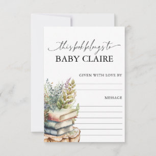 Carte de plaque de livre pour baby shower de livre