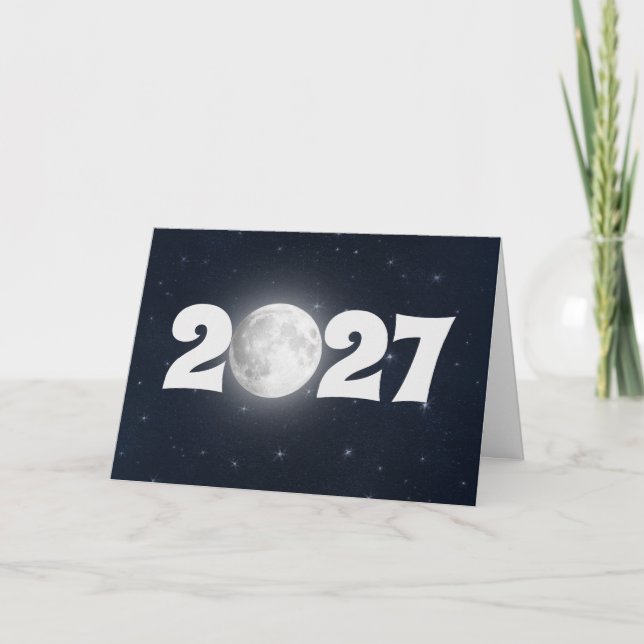Carte de pleine lune du Nouvel An 2027 (Devant)