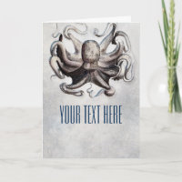 Carte de pliage marine de salutation Octopus Beach
