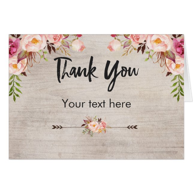 Carte de pliage Rustique Floral Boho (Devant Horizontal)