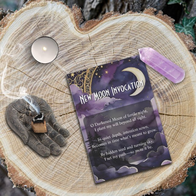 Carte de poche de prière païenne d'invocation de N (Purple Night Sky New Moon Invocation for Pagan and Wiccan Practice by Starborne Devotionals)