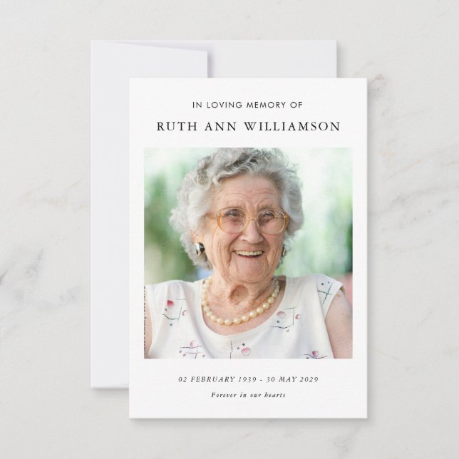 Carte de poème commémorative minimaliste simple (Devant)