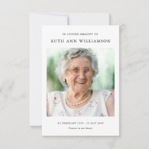 Carte de poème commémorative minimaliste simple